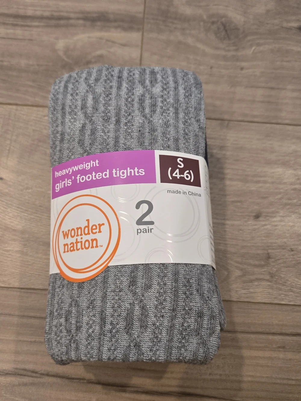 🌻 NWT Wonder Nation Girls Cable Knit Tights 2-Pack - Navy & Gray - Size S (4-6)